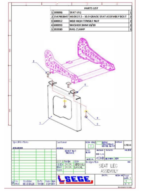 Image presents SEAT ASSEMBLY AND INSTALLATION INSTRUCTIONS